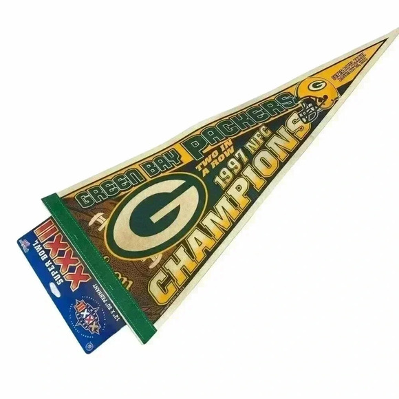 Wincraft Super Bowl XXXII Green Bay Packers 1997 NFC Champions Football Pennant - Picture 1 of 3